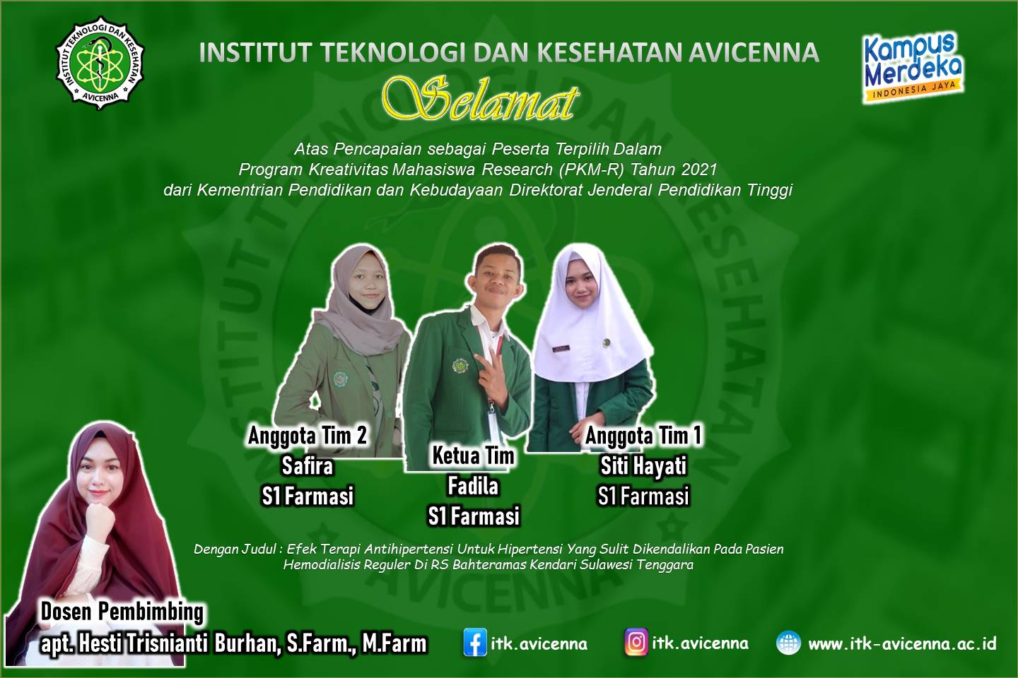 Tim Peraih Pendanaan Program Kreatifitas Mahasiswa Tahun 2021